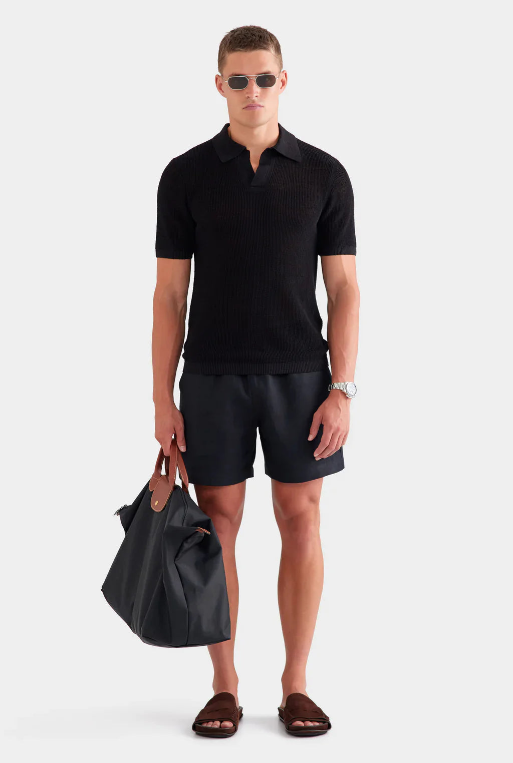 Textured Black Polo
