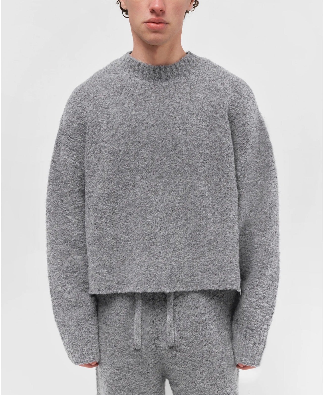 Mohair-Blend Boxy Knit | Heather Grey