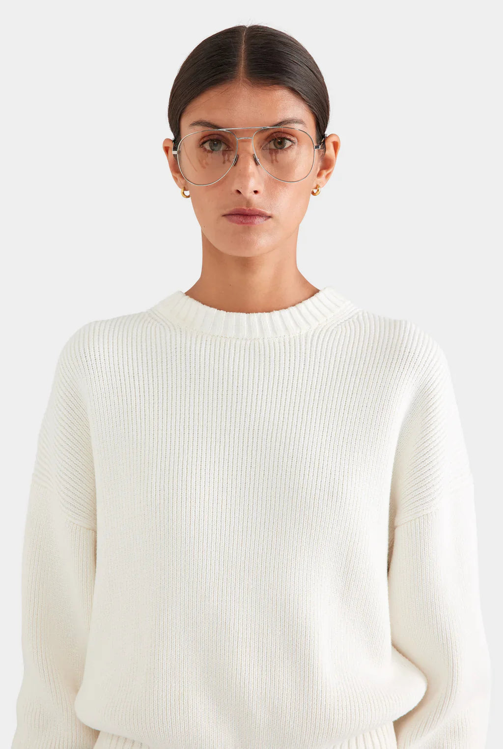 Heavyweight Ribbed Crew in Cream