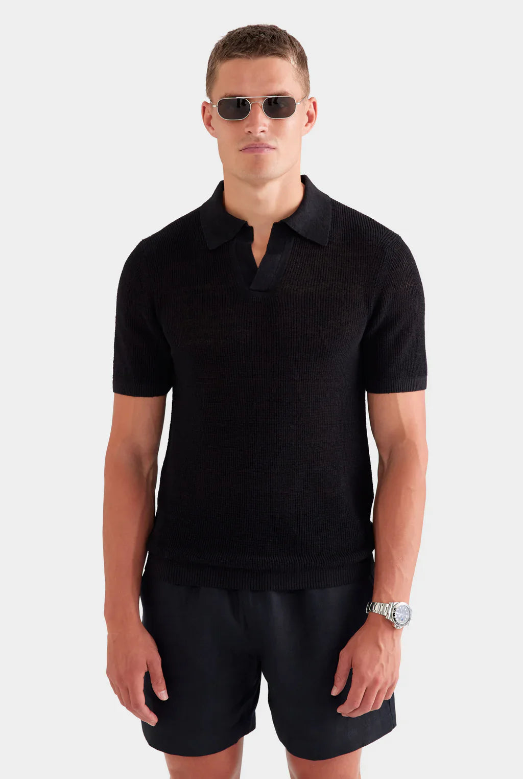Textured Black Polo