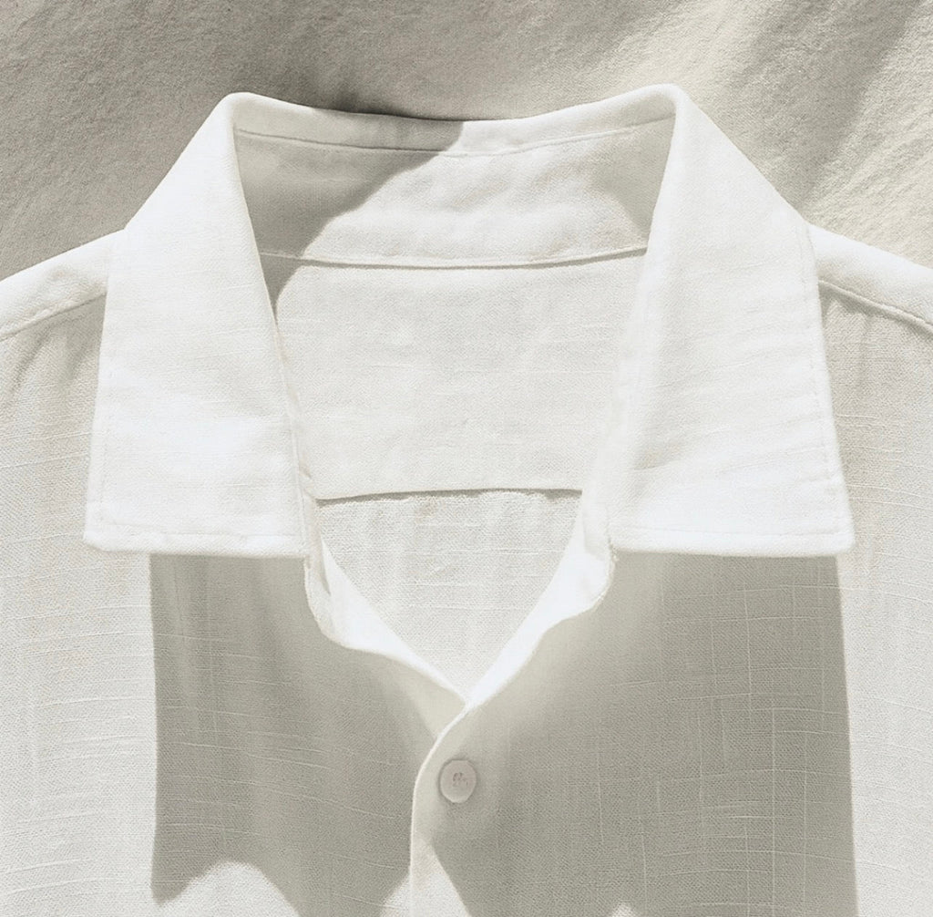 Riviera Camp Collar Linen Shirt | Cream Ivory