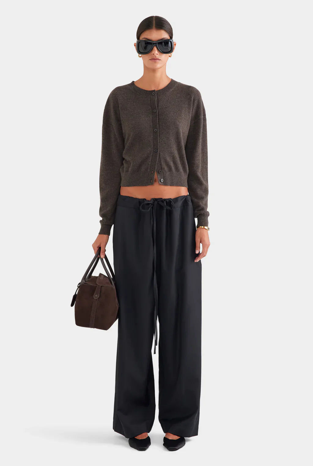 Cropped Espresso Cardigan
