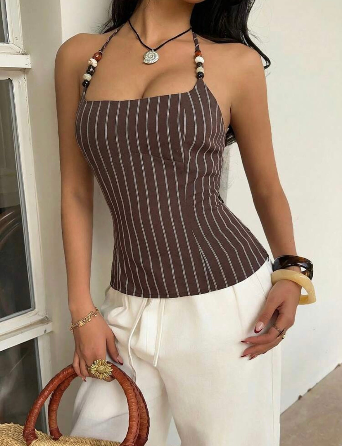 BROWN STRIPE TOP