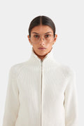 Ribbed Full-Zip Mock Neck