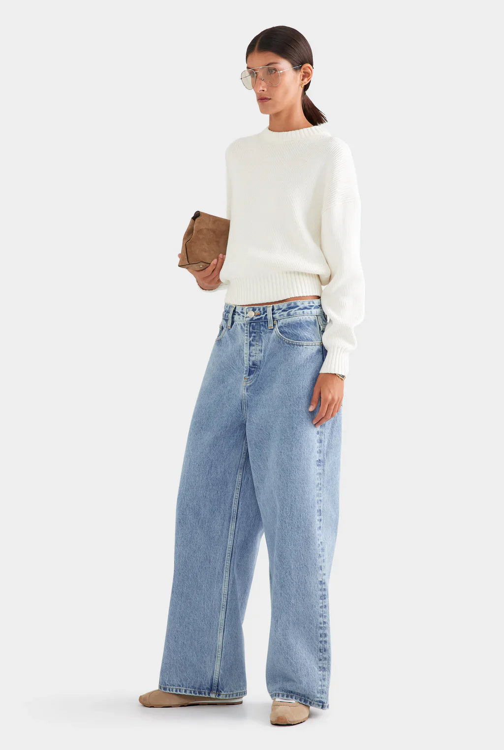 Heavyweight Ribbed Crew in Cream