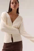 KNIT CARDI-CHALK